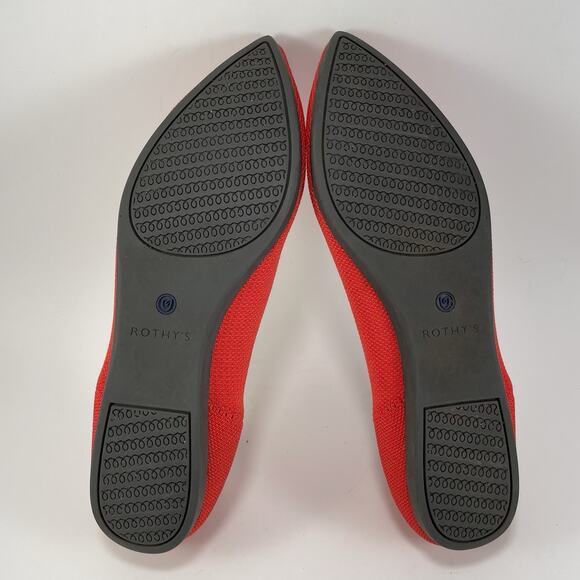 Rothy’s The Point Pointed Toe Flats Womens Size 8 Red Slip On Rothys - Picture 7 of 9
